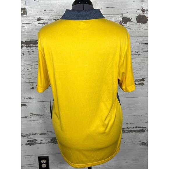 COLOSSEUM UNIVERSITY OF MICHIGAN Men's Polo Shirt Blue Maize Sz M NWT - Picture 2 of 5